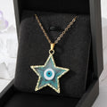 Gold Tone Star Resin Evil Eye Pendant Necklaces in Six Colors view 9