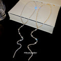 Crystal Y Drop Necklace With Polished Metal Tone Details view 4