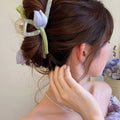 Tulip And Sheer Bow Hair Claw In Purple Pink Or White view 4