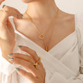 Gold Double Layer Square and Bar Geometric Necklace view 3