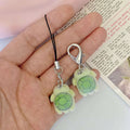 Flocked Green Turtle Phone Strap and Lobster-Clasp Charms view 3