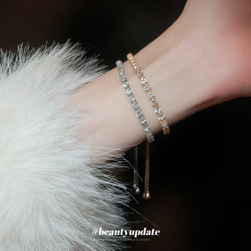 Twenty One Crystal Slider Bracelet Styles In Gold And Silver Tones