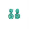 Six Color Raffia Wrapped Double Oval Statement Earrings view 5