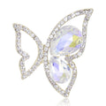Iridescent Crystal Butterfly Brooch With Silver Tone Outline view 1