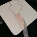 Long Beaded Fringe Necklaces in Four Gradient Colors view 9
