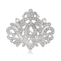 Ornate Crystal Filigree Crown Brooch in Gold and Silver view 2