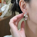Pastel Crystal Flower Drop Earrings in Three Colors view 3