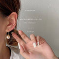 Gold Hook Champagne Pearl Drop Earrings Round Beads view 3