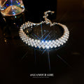 Silver Tone Wide Lattice Crystal Slider Bracelet With Multiple Rows view 4