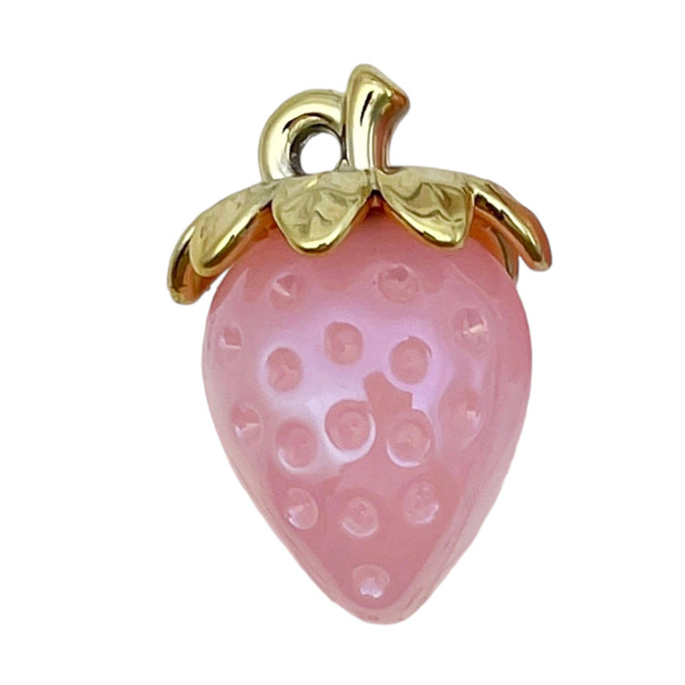 Transparent Acrylic Strawberry Charm Pendant for DIY Phone Strap Keychain Jewelry Decoration