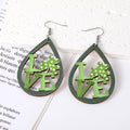 Silver Tone Green Holiday Acrylic Hook Earrings in Five Designs view 2