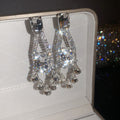 Clear Crystal Chandelier Earrings in Gold and Silver Tone view 7