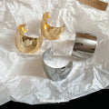 Wide Curved Hoop Earrings with Polished Gold and Silver Finish view 3