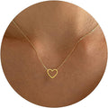 Minimal Open Heart Necklace in Gold and Silver Tone view 1