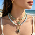 Six Color Cube Bead Necklaces With Gold Tone Heart Pendants view 4