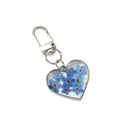 Silver Tone Heart Pressed Blue Flower Resin Keychain and Necklace view 5