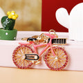 Jeweled Bicycle Keychains in Pink Red Yellow and Blue with Loops view 6