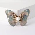Fabric Wing Butterfly Brooch in Detailed Metal and Crystal Design view 7