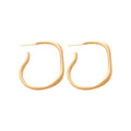 Irregular Open Square Hoop Earrings In Gold And Silver Tone view 5