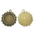 Floral Border Antique Bronze Round Pendant Setting view 2