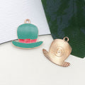Enamel Zinc Alloy Top Hat LUCK Clover Charm Pendant for Irish Festival Earrings Necklaces