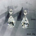 Long Clear Pear-Shaped Drop Earrings In Polished Silver Tone view 5