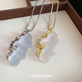 Wavy Translucent Resin Pendant Necklaces in Gold and Silver Tones view 4