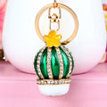 Jeweled Cactus Keychains in Green and Yellow with Wrist Loops view 6