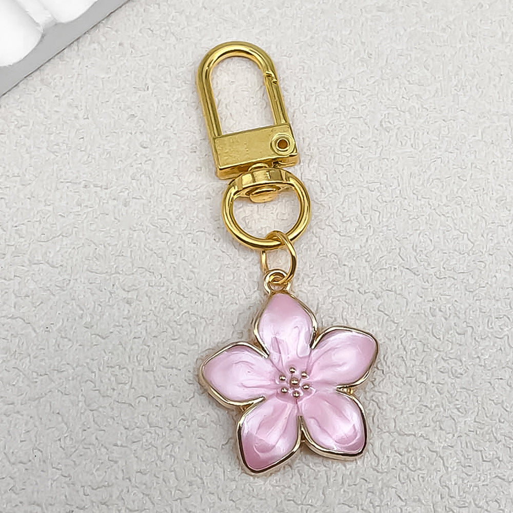 Colorful Enamel Zinc Alloy Five Petal Flower Sakura Charm Pendant for DIY Jewelry