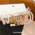 Gold Hoop Earrings Wrapped With Pearls And Irregular Beads view 1