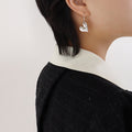 Heart Drop Earrings Curved Wire Stud Gold Steel Tone view 7
