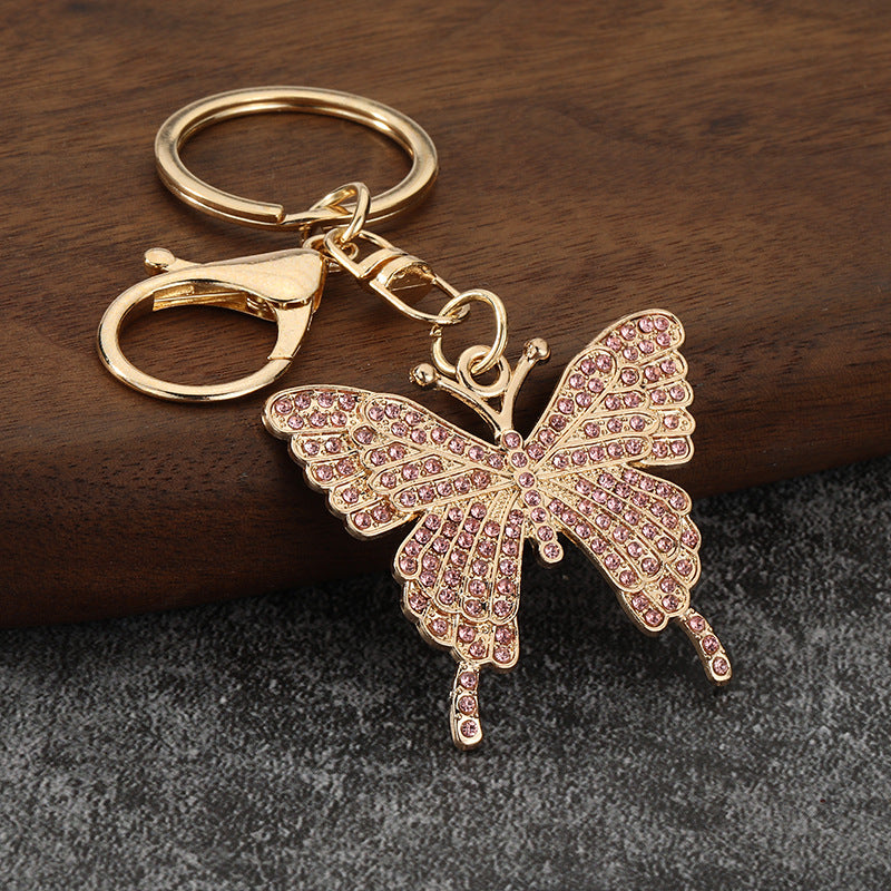 Colorful Butterfly Rhinestone Keychain Bag Charm