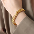 Chunky Woven Chain Necklace And Bracelet OT Toggle Gold Steel view 4