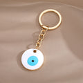 Gold and Silver Tone Round Enamel Evil Eye Split Ring Keychains view 3