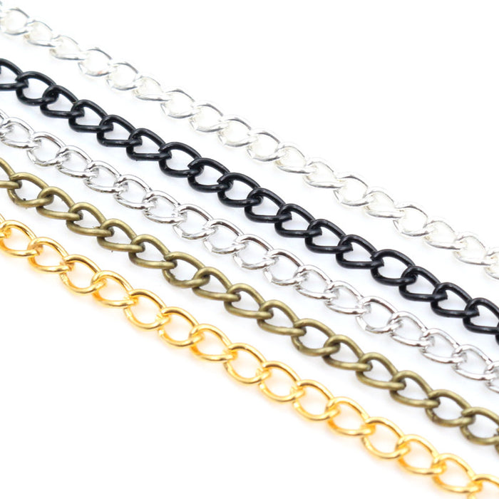Oval Link Iron Jewelry Chain in Silver Black and Gold Tones
