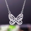 Silver Tone Openwork Butterfly Crystal Pendant Necklace view 3