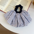 Striped Fabric Fan Scrunchies and Navy Bow Hair Clips view 6