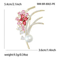 Crystal Flower Spray Brooch With White Pearl in Pink or Yellow view 4