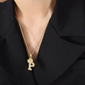 Gold Crown Initial Letter Pendant Necklace Rope Chain view 9