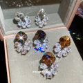 Crystal Flower Drop Earrings In Three Top Stone Colors view 1