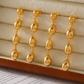 Gold And Steel Teardrop Dangle Earrings Three Drop Chain view 4