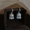 Crystal Bell Drop Huggie Earrings With Pearl Fringe view 3