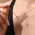 Dual Cross Pendant Necklace Zircon Accents Gold Or Steel view 4