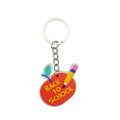 Red Apple And Pencil Back To School Charm Keychain With Metal Ring view 6