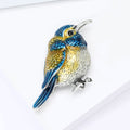 Enamel Songbird Brooch Silver Tone Scale Feathers Pin view 3