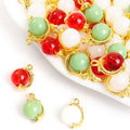 Round Faux Jade Bead Jewelry Components For DIY Earrings And Bracelets Charms view 1