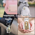 Natural Wood Bride And Groom Heart Keychain With Bead Accents view 3