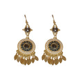 Black and Gold Ornate Round Beaded Statement Drop Earrings view 5