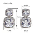 Silver Tone Dual Cushion Halo Clear Drop Stud Earrings view 4