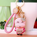 Jeweled Smiling Calf Keychains in Five Colors with Matching Fortune Loops view 6